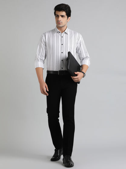 Black Solid Slim Fit Formal Trouser | JB Studio