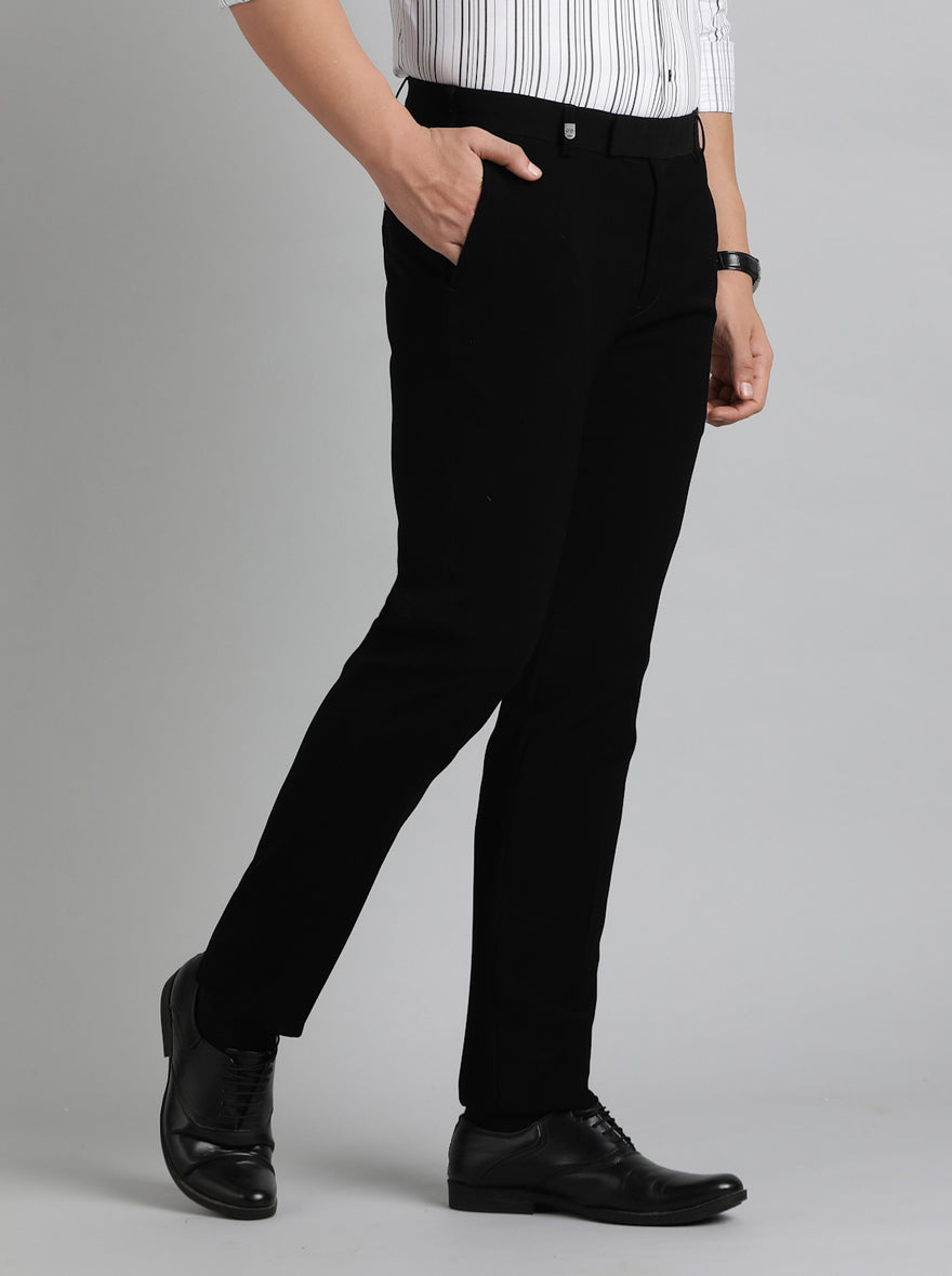 Black Solid Slim Fit Formal Trouser | JB Studio