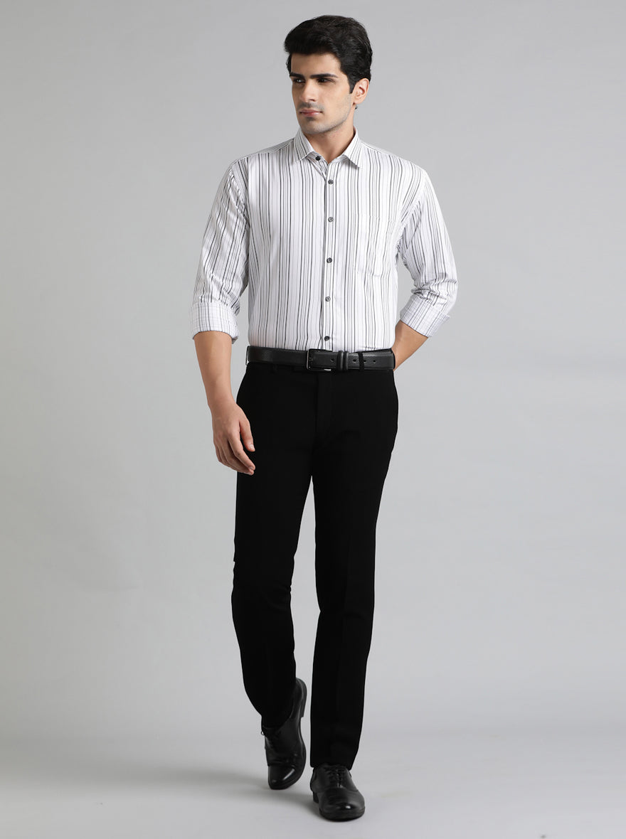 Black Solid Slim Fit Formal Trouser | JB Studio
