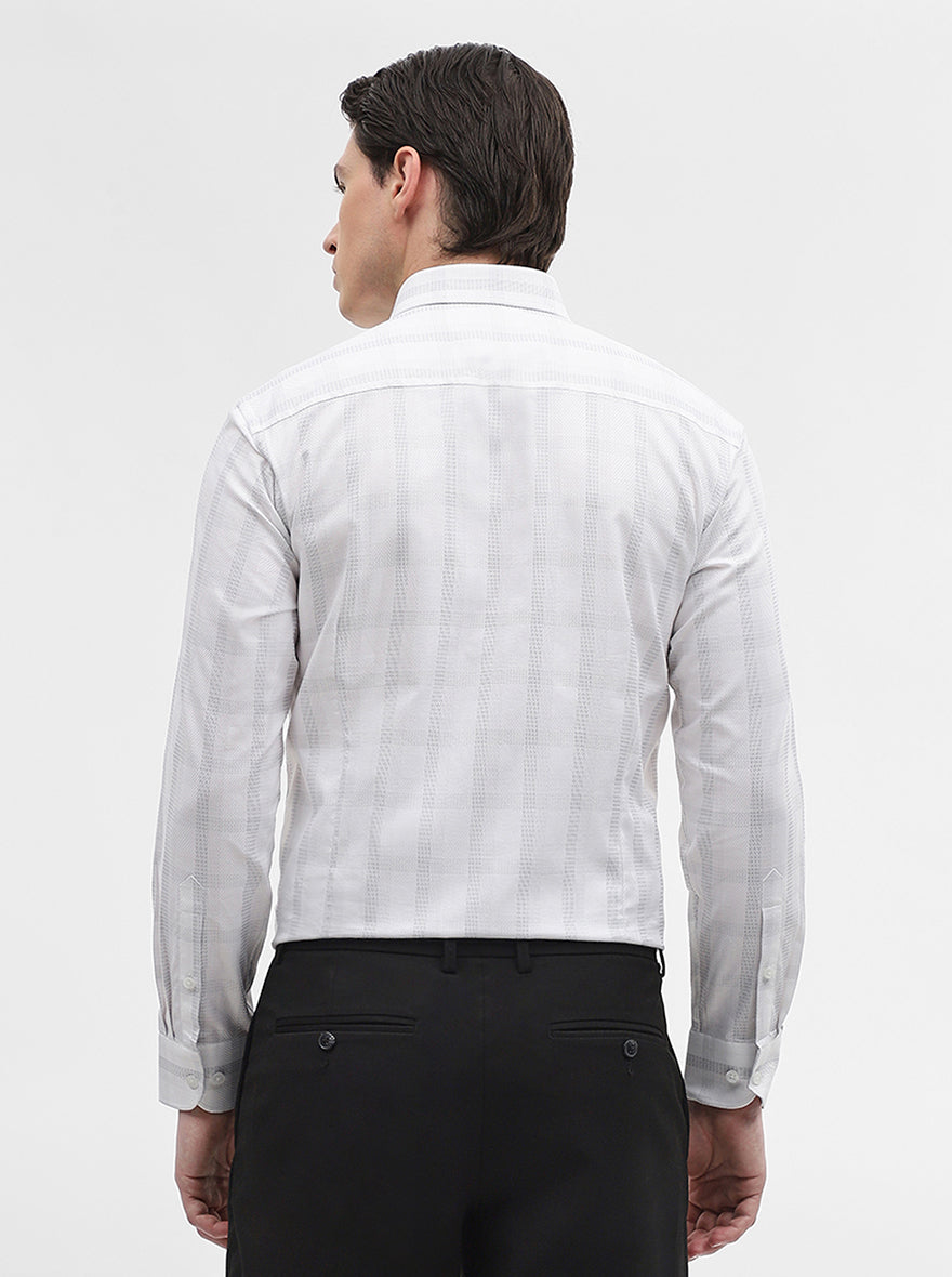 White & Grey Checked Slim Fit Formal Shirt | Metal