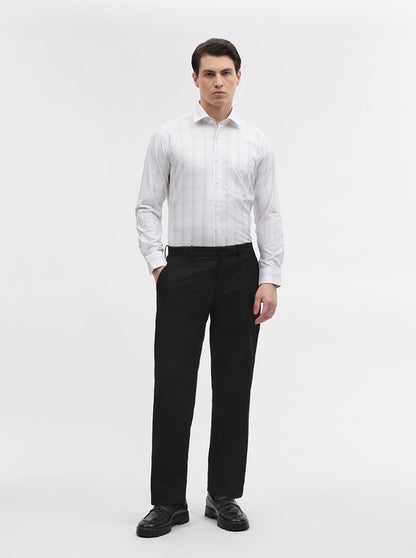 White & Grey Checked Slim Fit Formal Shirt | Metal