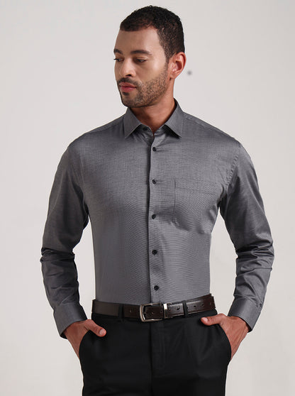Grey Solid Regular Fit Formal Shirt | JadeBlue