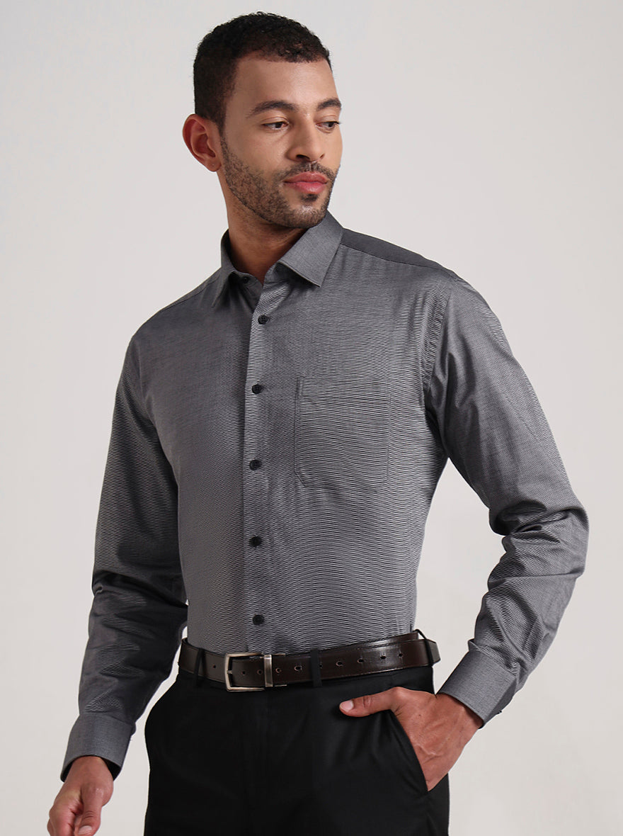 Grey Solid Regular Fit Formal Shirt | JadeBlue