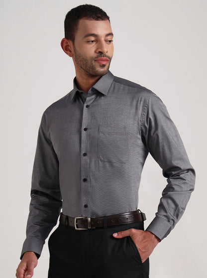 Grey Solid Regular Fit Formal Shirt | JadeBlue