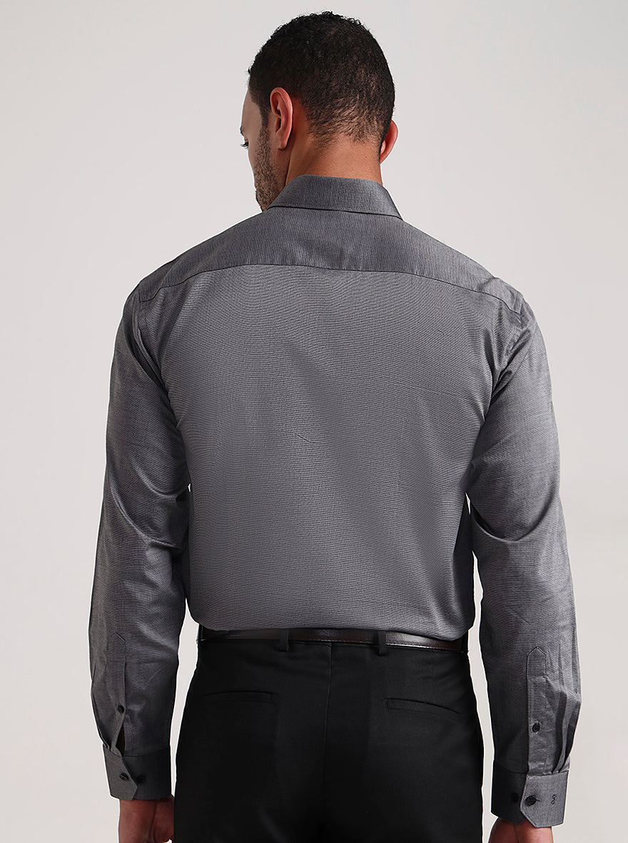 Grey Solid Regular Fit Formal Shirt | JadeBlue
