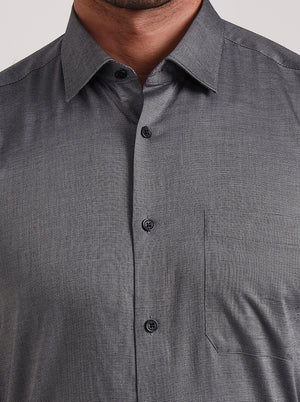 Grey Solid Regular Fit Formal Shirt | JadeBlue