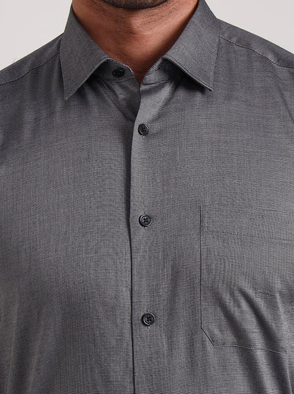 Grey Solid Regular Fit Formal Shirt | JadeBlue