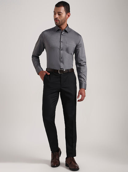 Grey Solid Regular Fit Formal Shirt | JadeBlue