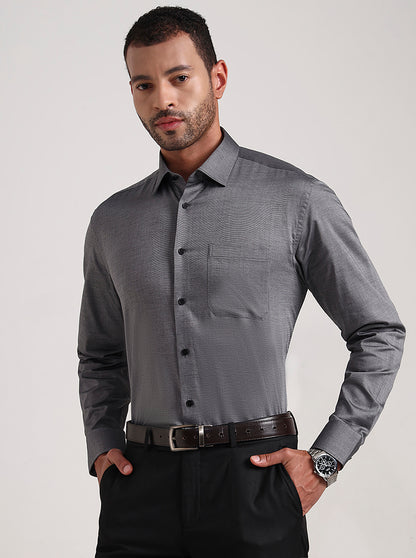 Grey Solid Regular Fit Formal Shirt | JadeBlue