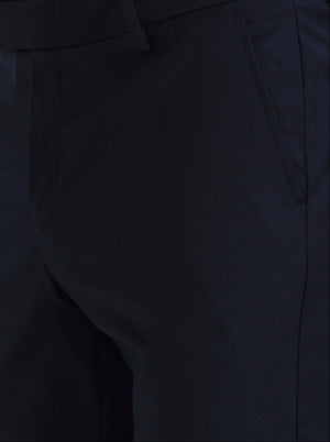 Navy Blue Solid Slim Fit Formal Trouser | Metal