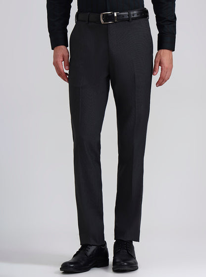 Grey Printed Slim Fit Formal Trouser | JadeBlue Youth