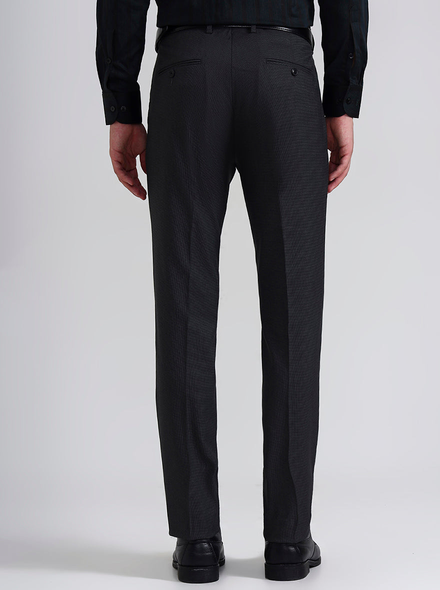 Grey Printed Slim Fit Formal Trouser | JadeBlue Youth