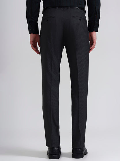Grey Printed Slim Fit Formal Trouser | JadeBlue Youth