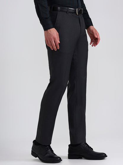 Grey Printed Slim Fit Formal Trouser | JadeBlue Youth