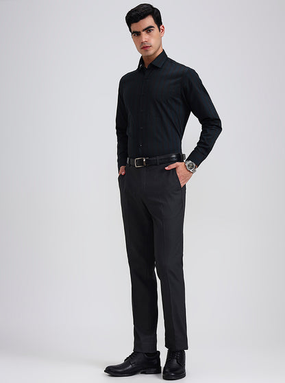 Grey Printed Slim Fit Formal Trouser | JadeBlue Youth