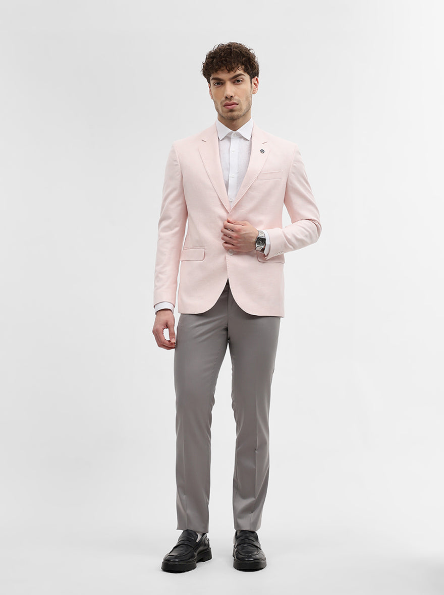 Pink Solid Regular Fit Blazer | Wyre