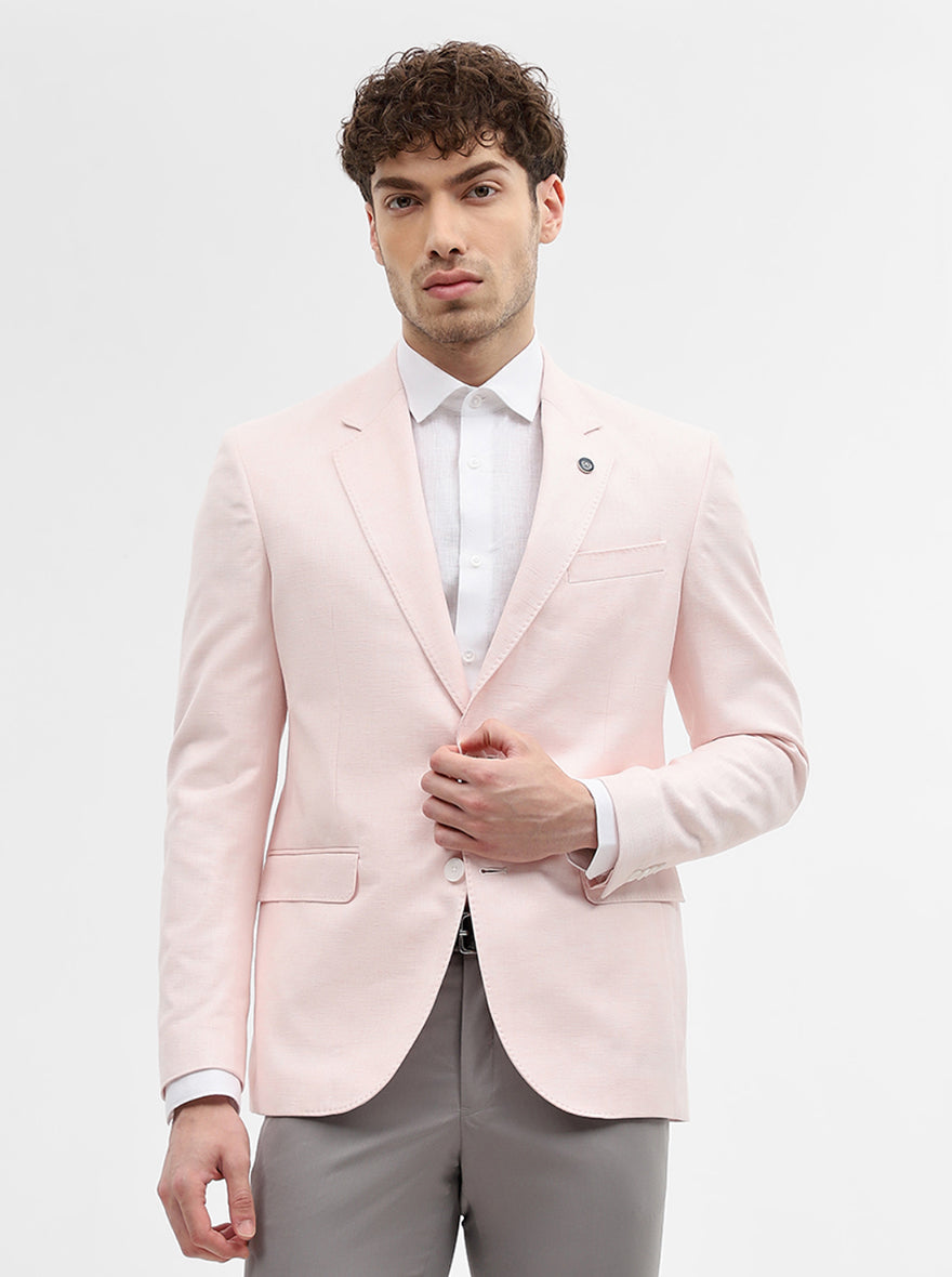 Pink Solid Regular Fit Blazer | Wyre