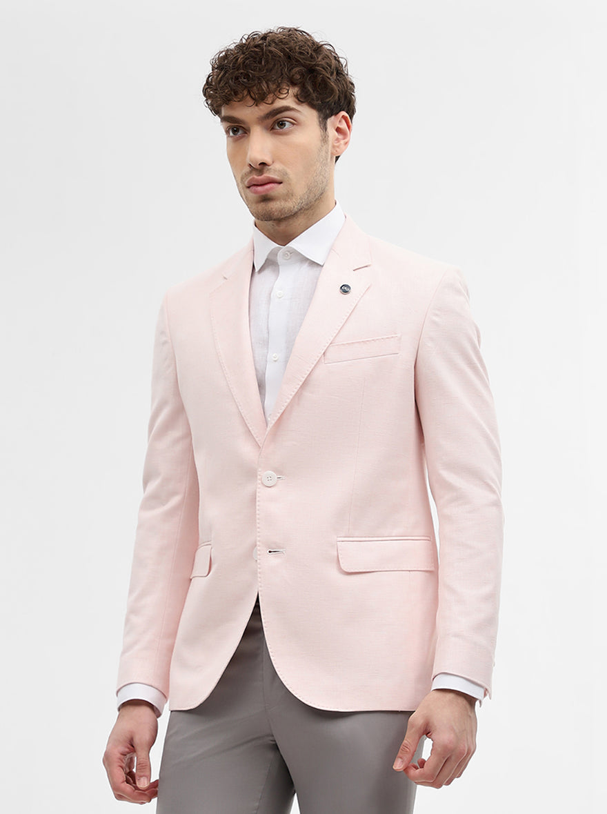 Pink Solid Regular Fit Blazer | Wyre