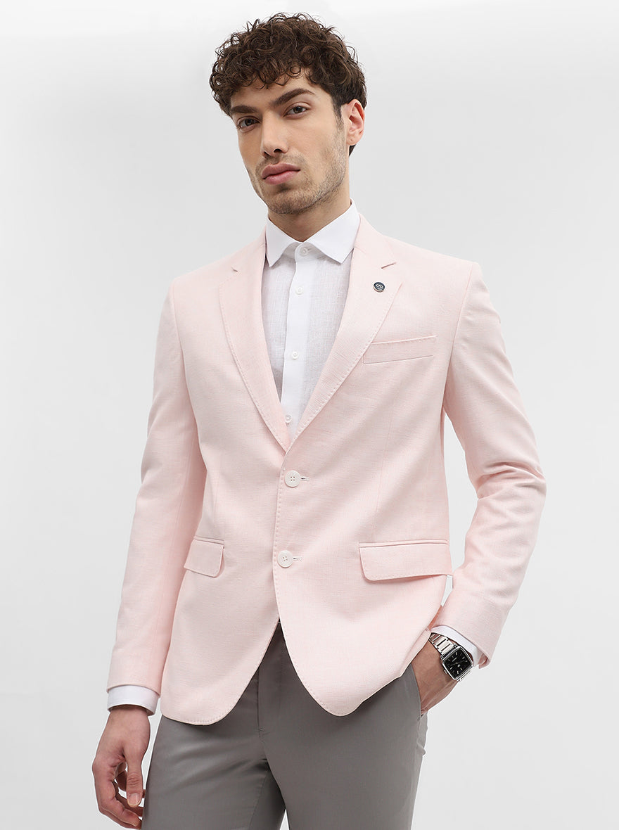 Pink Solid Regular Fit Blazer | Wyre