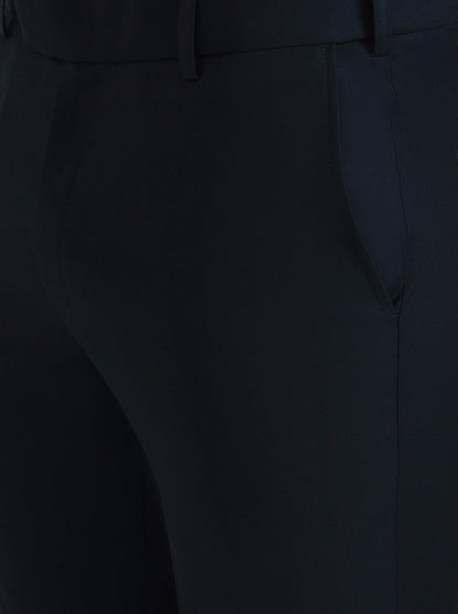 Petroal Blue Solid Slim Fit Formal Trouser | Metal