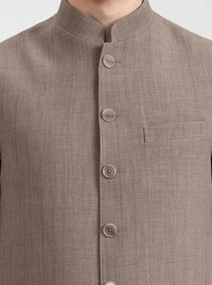 Khaki Solid Regular Fit Modi Jacket | JadeBlue