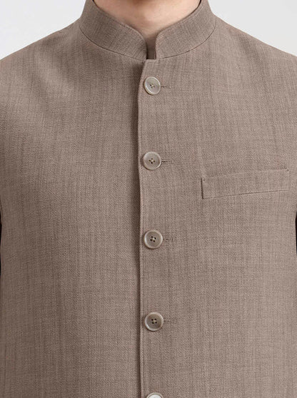 Khaki Solid Regular Fit Modi Jacket | JadeBlue