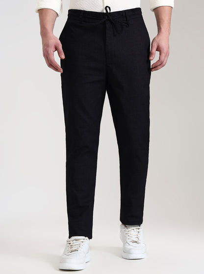Black Solid Regular Fit Track Pant | JadeBlue