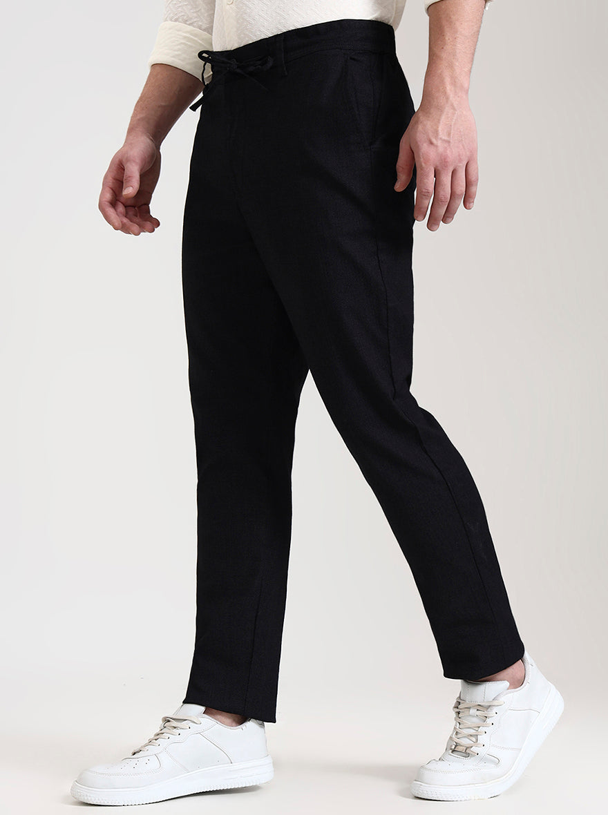 Black Solid Regular Fit Track Pant | JadeBlue