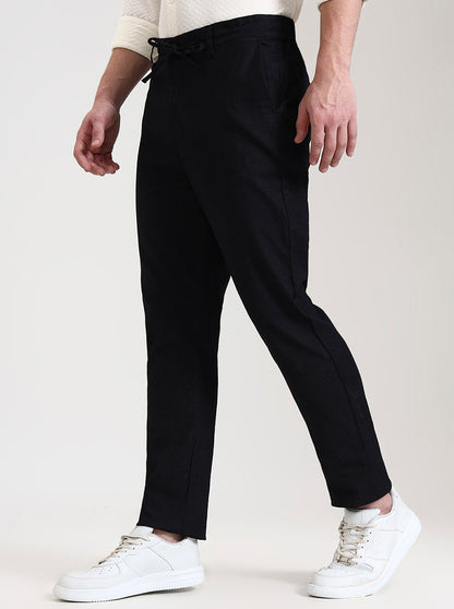 Black Solid Regular Fit Track Pant | JadeBlue
