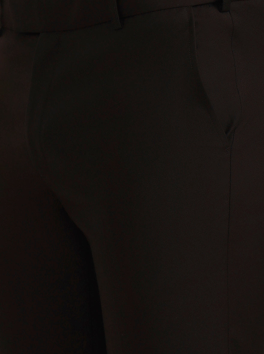 Coffee Solid Slim Fit Formal Trouser | Metal