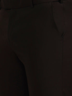 Coffee Solid Slim Fit Formal Trouser | Metal