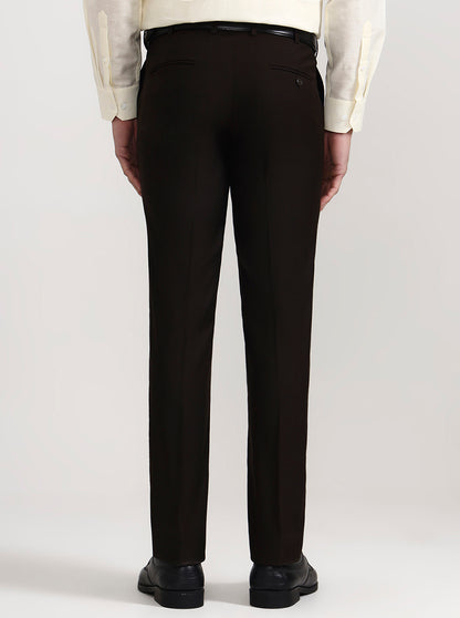 Coffee Solid Slim Fit Formal Trouser | Metal