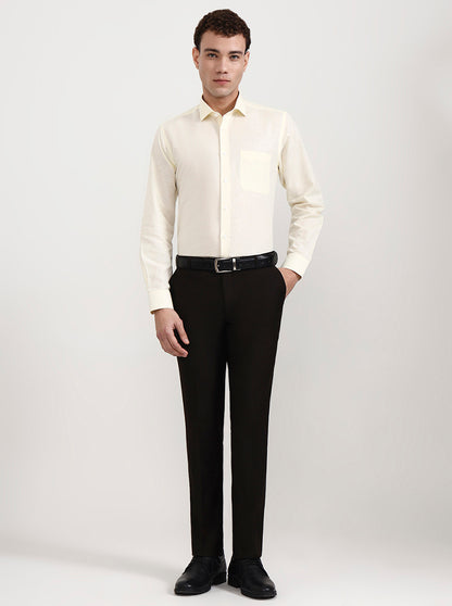 Coffee Solid Slim Fit Formal Trouser | Metal