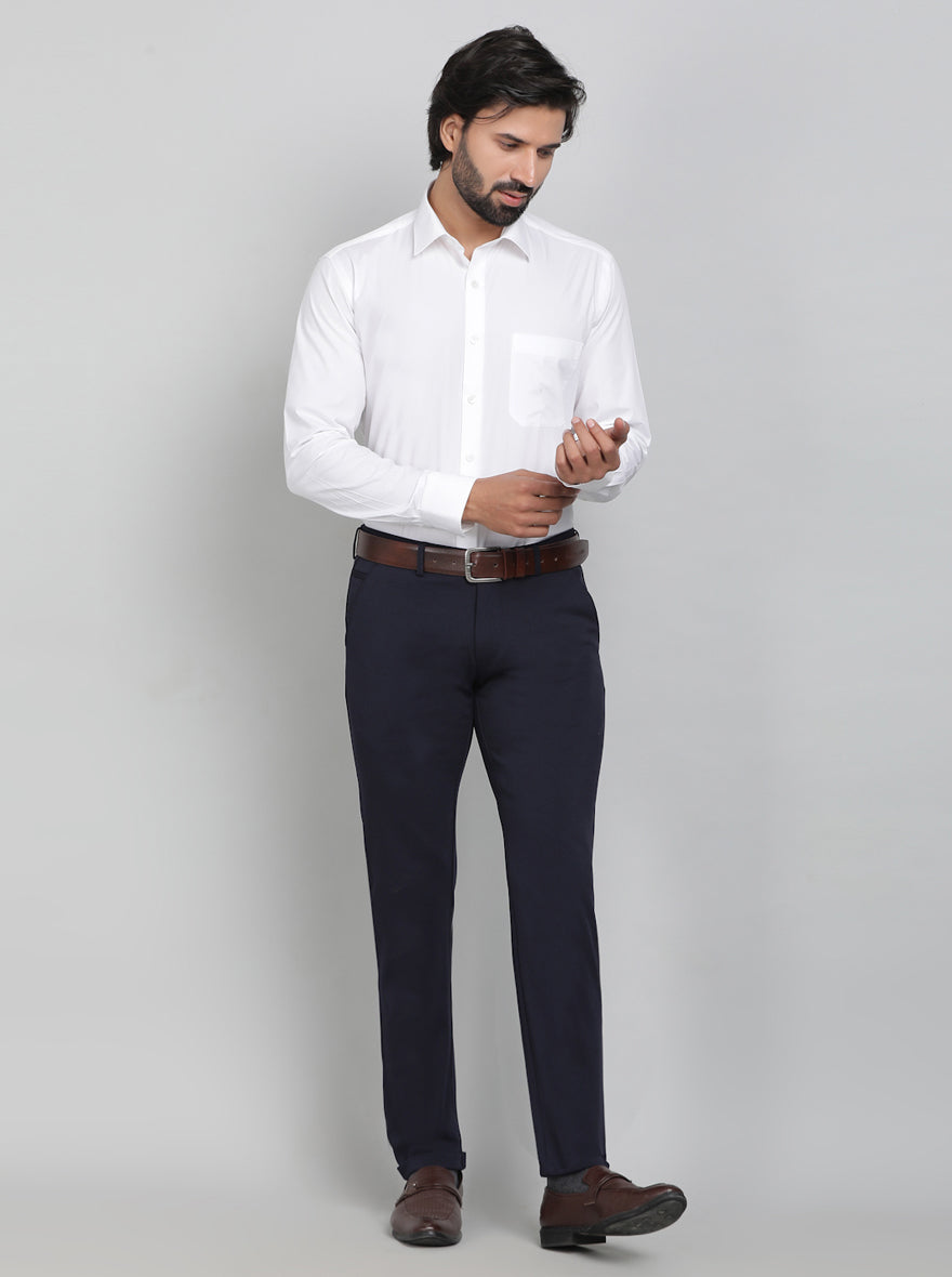 White Solid Slim Fit Formal Shirt | JadeBlue