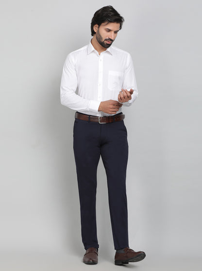 White Solid Slim Fit Formal Shirt | JadeBlue