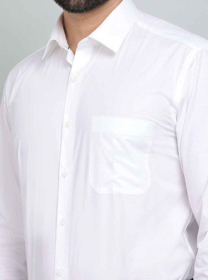 White Solid Slim Fit Formal Shirt | JadeBlue
