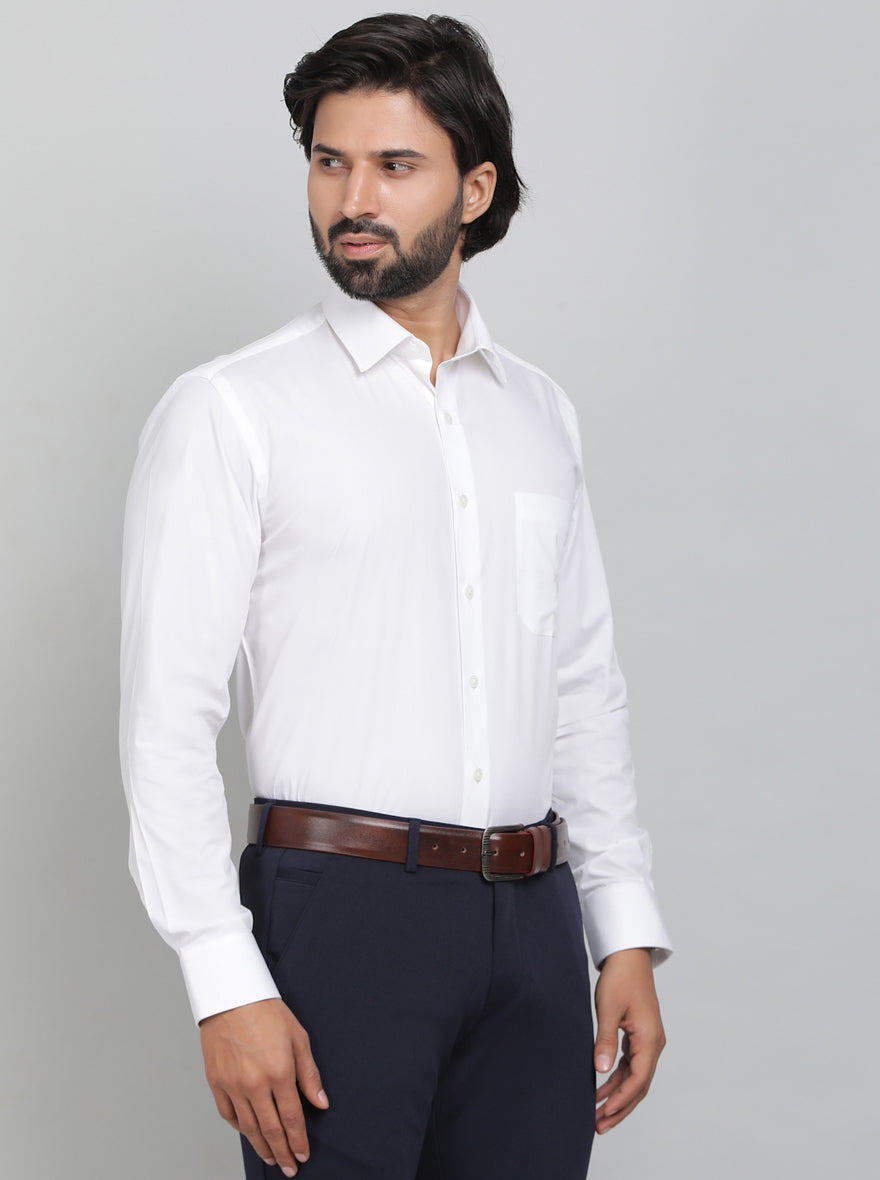 White Solid Slim Fit Formal Shirt | JadeBlue
