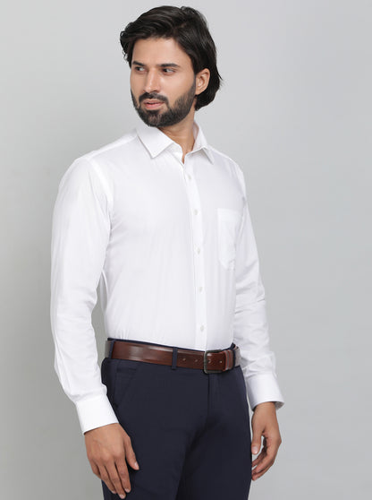 White Solid Slim Fit Formal Shirt | JadeBlue