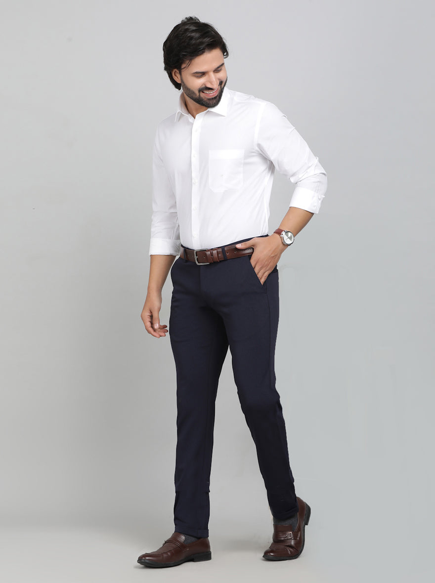 White Solid Slim Fit Formal Shirt | JadeBlue