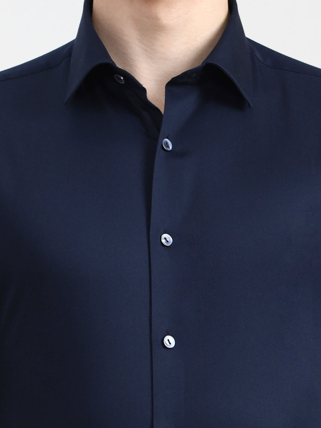 Blue Solid Slim Fit Party Wear Shirt | Wyre
