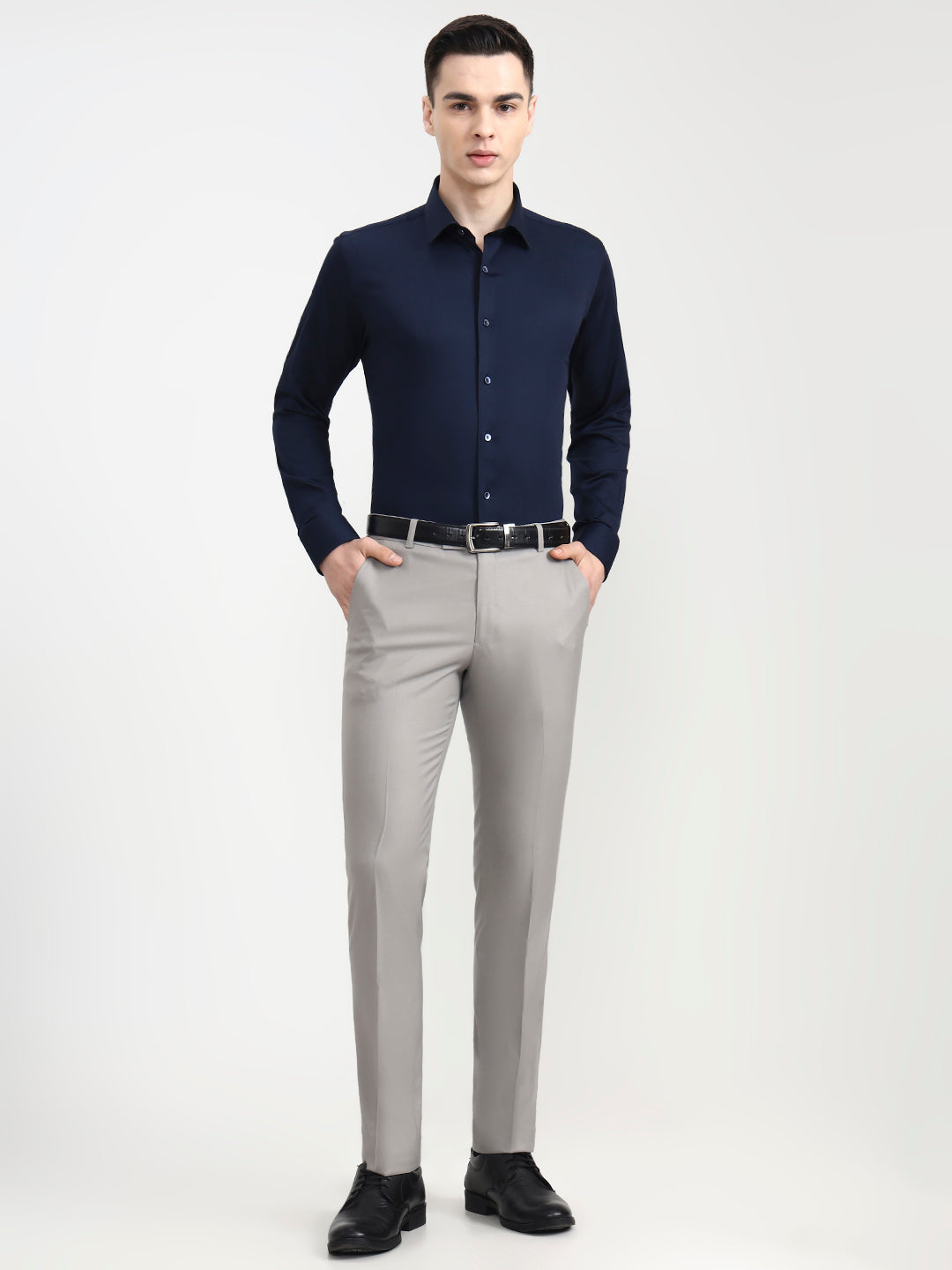 Blue Solid Slim Fit Party Wear Shirt | Wyre