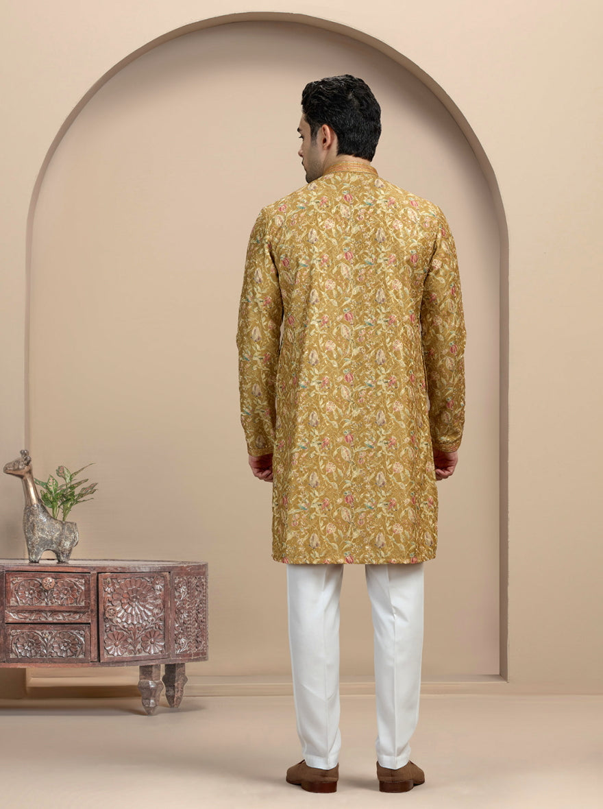 Mustard Printed Kurta Pajama | Virasana