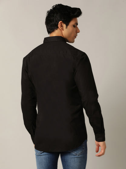 Black Solid Slim Fit Casual Shirt | JadeBlue