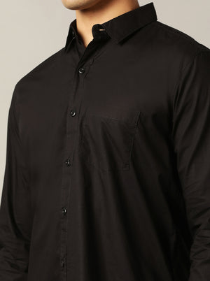 Black Solid Slim Fit Casual Shirt | JadeBlue