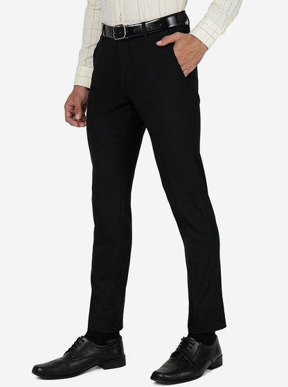 Black Solid Super Slim Fit Formal Trouser | JadeBlue Youth