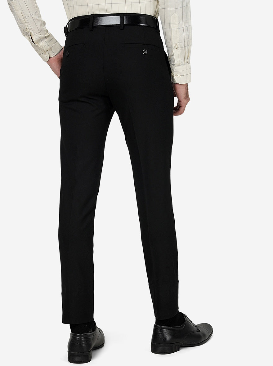 Black Solid Super Slim Fit Formal Trouser | JadeBlue Youth