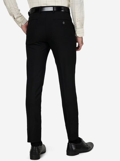Black Solid Super Slim Fit Formal Trouser | JadeBlue Youth