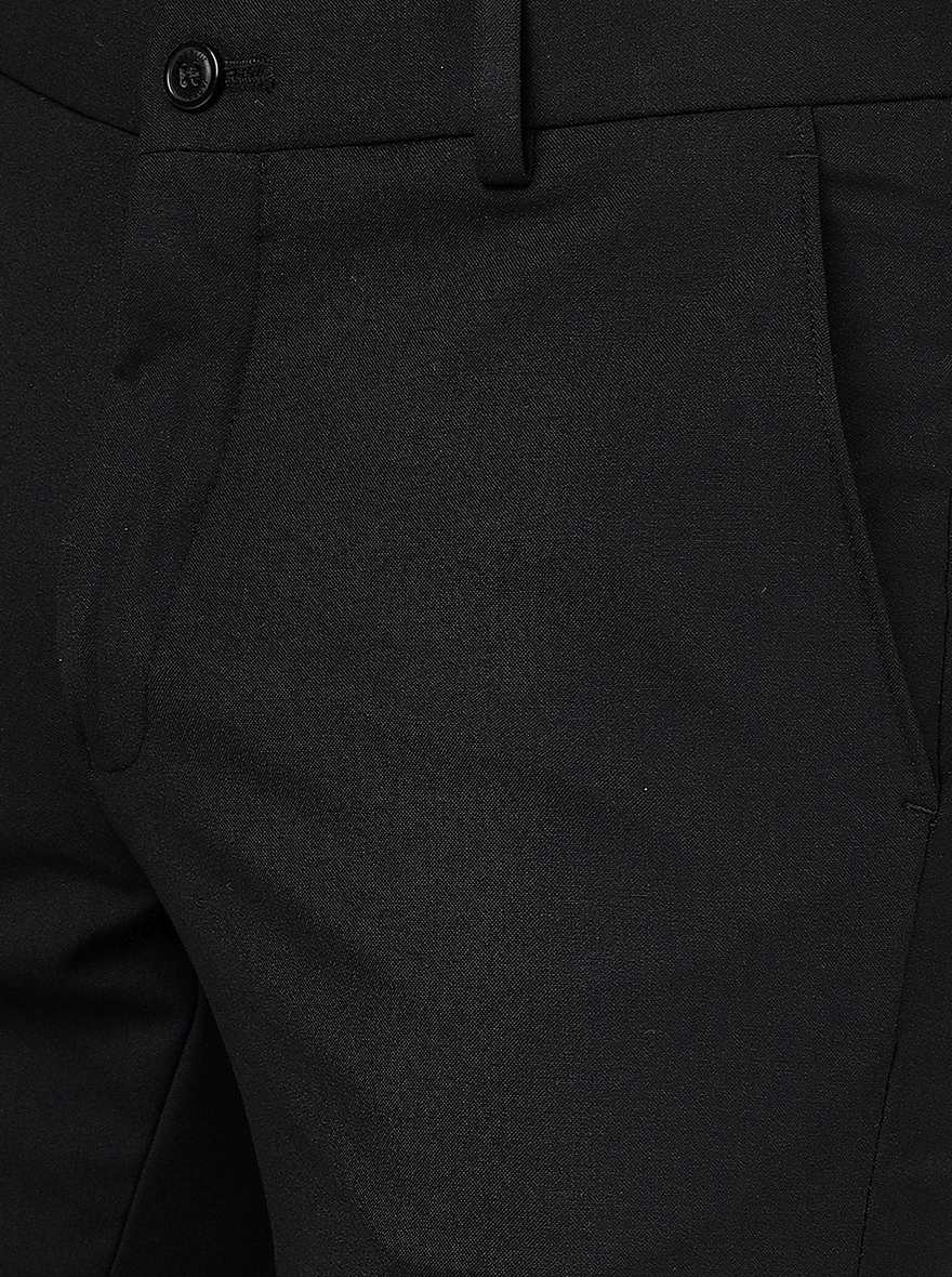 Black Solid Super Slim Fit Formal Trouser | JadeBlue Youth