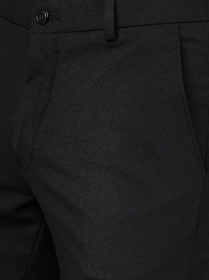 Black Solid Super Slim Fit Formal Trouser | JadeBlue Youth