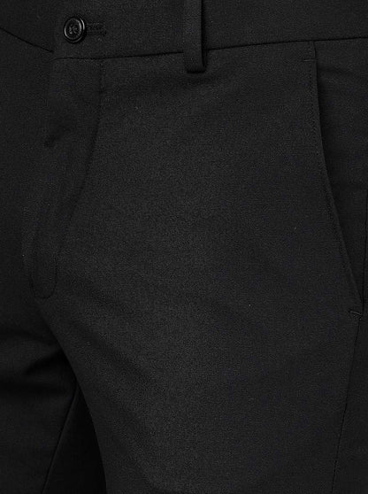Black Solid Super Slim Fit Formal Trouser | JadeBlue Youth
